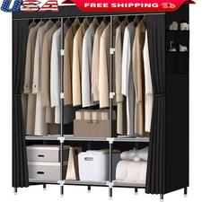 Portable Wardrobe Closet W/ Hanging Rods Storage Shelves Strong Sturdy Design US
