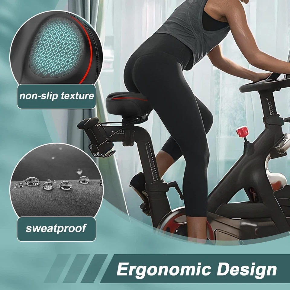 Sillín de bicicleta extragrande - Sillín cómodo, ajuste universal (Roja) NUEVO US Foto 3 de 4