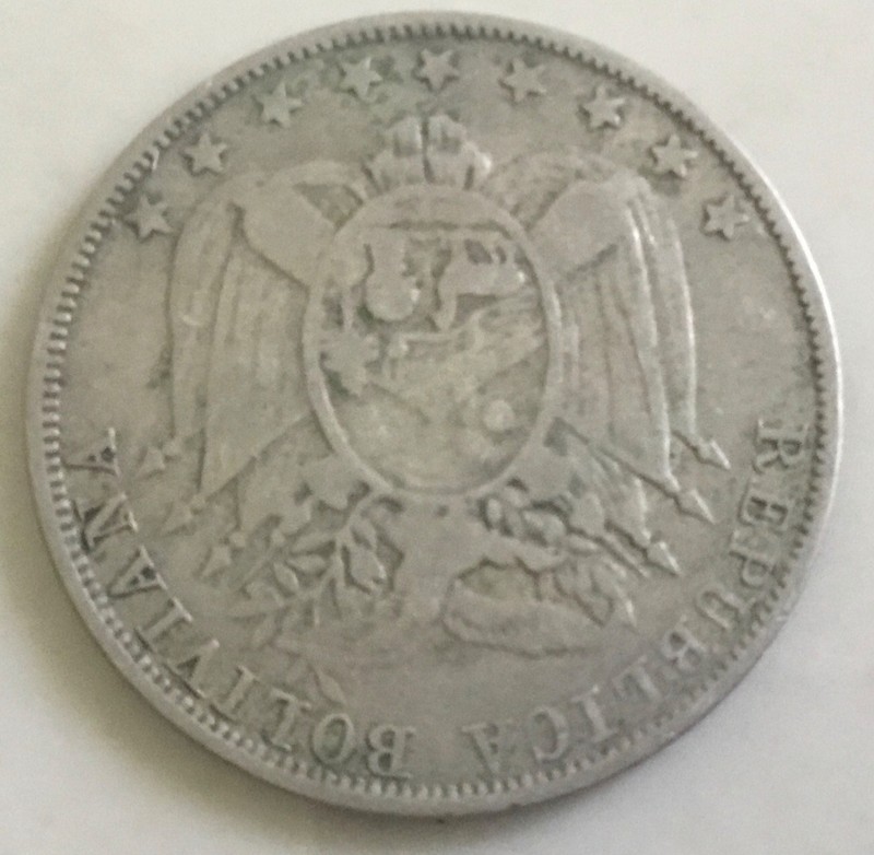 1892 H, 10 Centavos, Bolivia, KM 172, 24.5 mm