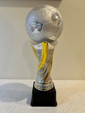 Large Gold & Silver Soccer Ball Premium Ceramic Trophy Award - 17.5" Tall