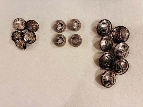 16 Antique Silver Metal Blazer Buttons Set for Suits Sewing Supplies Notions