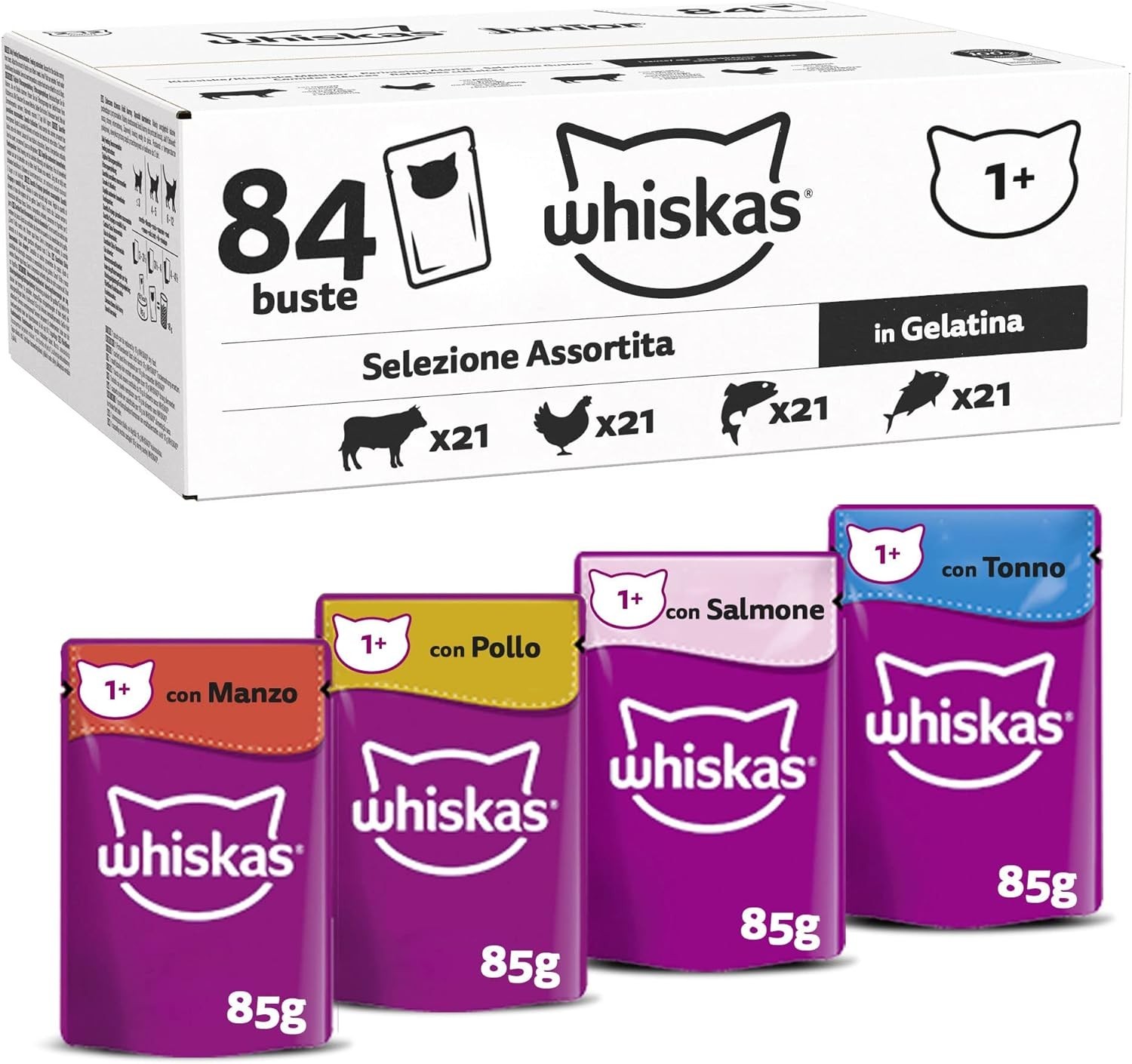 Whiskas Umido Gatto 84x85g - Dieta Completa e Idratazione Quotidiana - 1