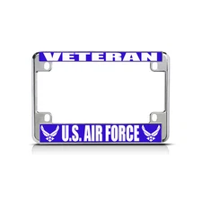VETERAN U.S. AIR FORCE Chrome Metal Bike Motorcycle License Plate Frame Tag