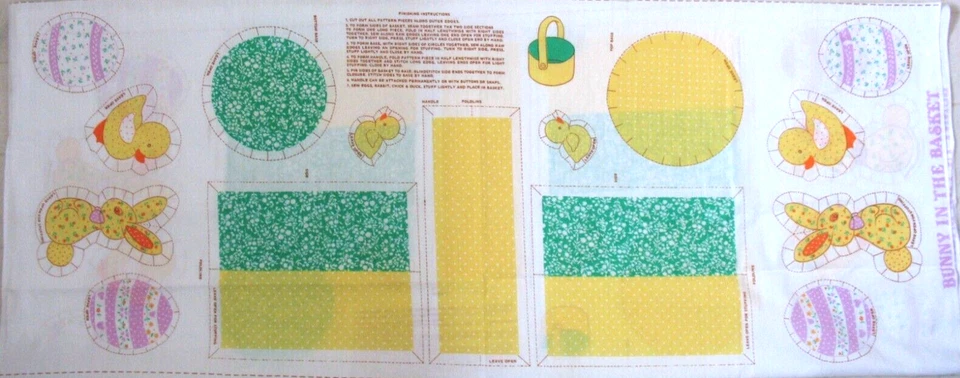 Bunny in the Basket PANEL DE TELA DE COLECCIÓN 18 x 45" Corte Artesanal de Verano Coser Material Algodón Foto 2 de 4