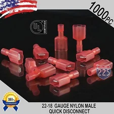 22-18 GAUGE 1000 PC NYLON FULLY INSULATED QUICK DISCONNECT MALE .250 CONNECTOR