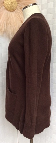 Folio 100% Cashmere Chocolate Brown V-Neck Pocket Button Cardigan Sweater S FXC - Picture 5 of 16