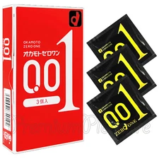 Okamoto 001 Zero One condoms Ultra thin Thinnest Polyurethane 0.01 Japan 1-3 PCS