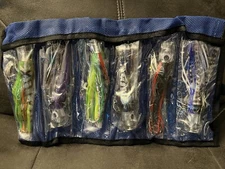 YOTO Trolling Lure Saltwater 6.5” 6-Pcs Squid Skirted Deep Sea Fishing Lure Kit