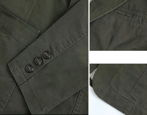 Herren Freizeit Blazer Langarm Jacke Gewaschen Baumwolle Blazer Anzüge Mantel XS-XXL - Bild 21 von 28