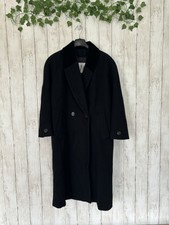 Vintage Jny Jones New York Black Coat Large Wool Long Lined Button Up Collared
