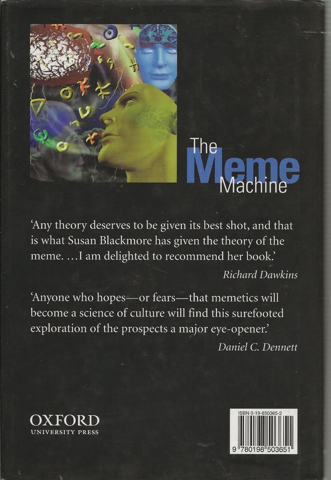 The Meme Machine by Susan Blackmore (1999, Oxford Univ. Press) | eBay