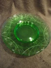 Anchor Hocking Green Depression Glass Plate (4) Flower Swag & Leaf Panel Optic