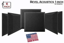 [6 PACK] Soundproofing Acoustic BEVEL Foam Tiles Wall Panels 12" X 12" X 1