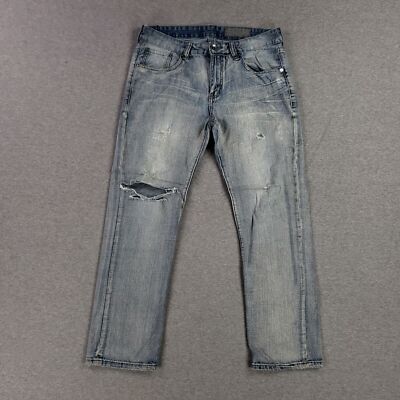 Marc Ecko 32x30 Straight Fit Jeans Distressed Faded Broken In Retro