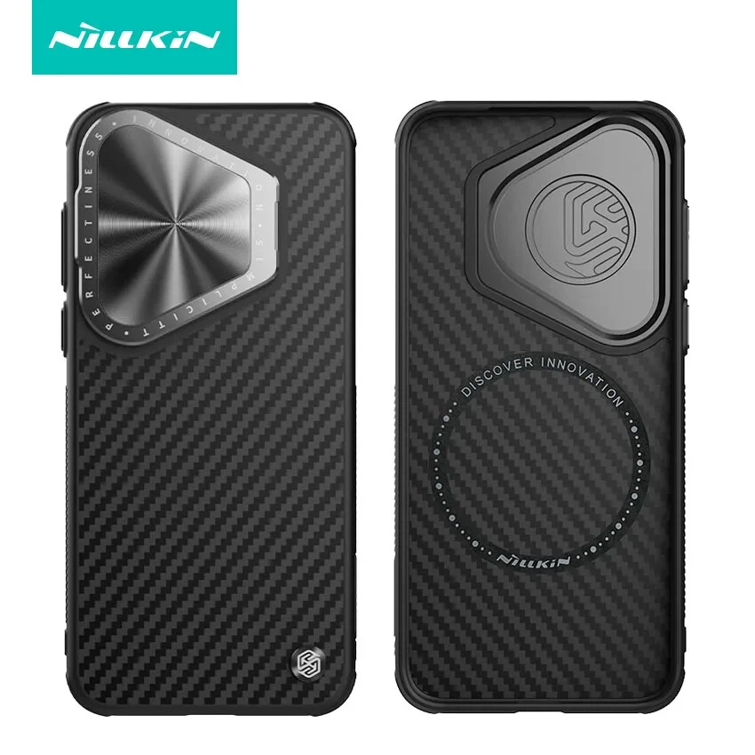 Funda Nillkin Huawei Pura70 Pro+ Magsafe Real Fibra de Carbono Cámara Soporte Cubierta Foto 3 de 4
