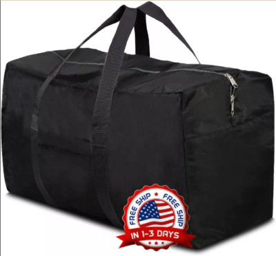 Bolsa De Lona Extra Grande Ligera, Bolsa De Viaje De 96L Plegable Negro, Nuevo
