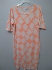 New Lularoe Julia Dress Large Pink With White Arrow Pattern Never Worn Art Wear