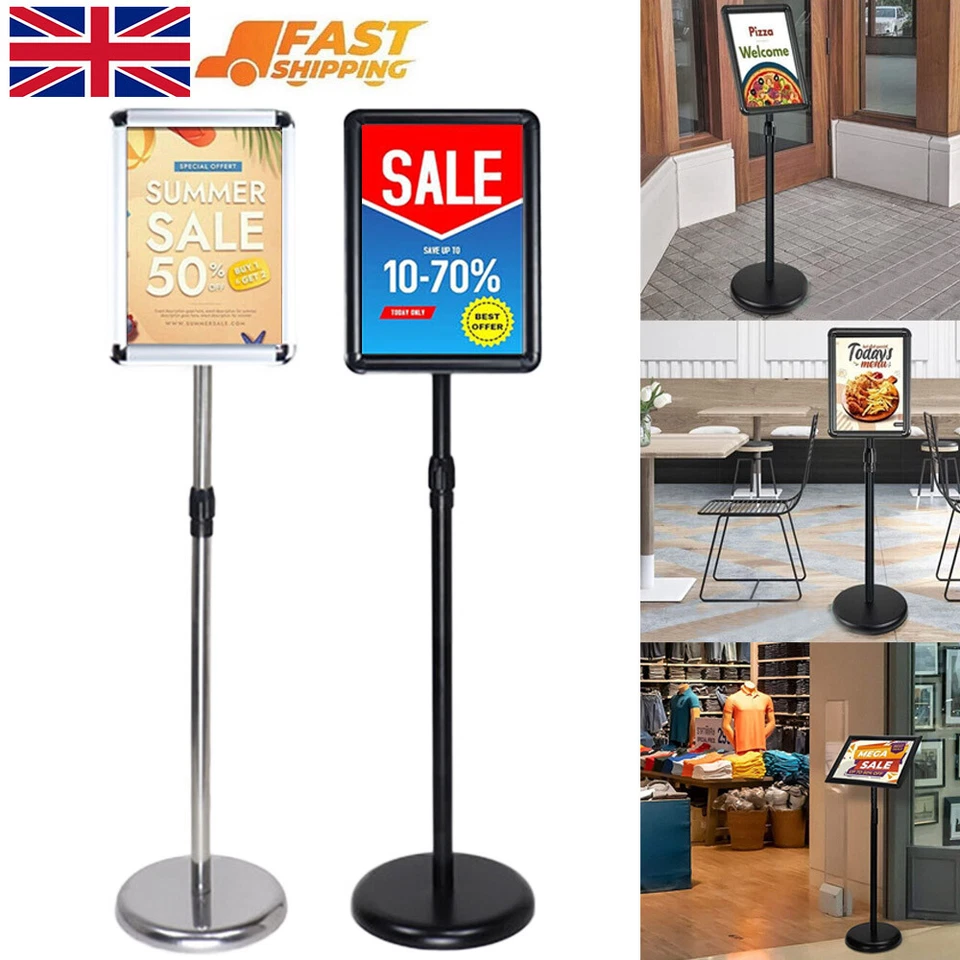 A3/A4 Poster Stand Floor Standing Sign Holder Frame Adjustable Retail Display UK