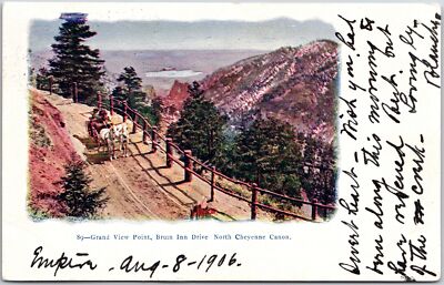 1906 Grand View Point Bruin Inn Drive N. Cheyenne Canon Colorado Posted Postcard