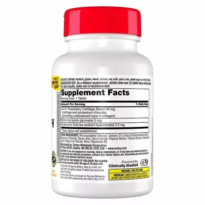 Kirkland Triple Acción Salud Articular 110 Tabs UC-II Colágeno Comparar con Moverse Libre Foto 3 de 4