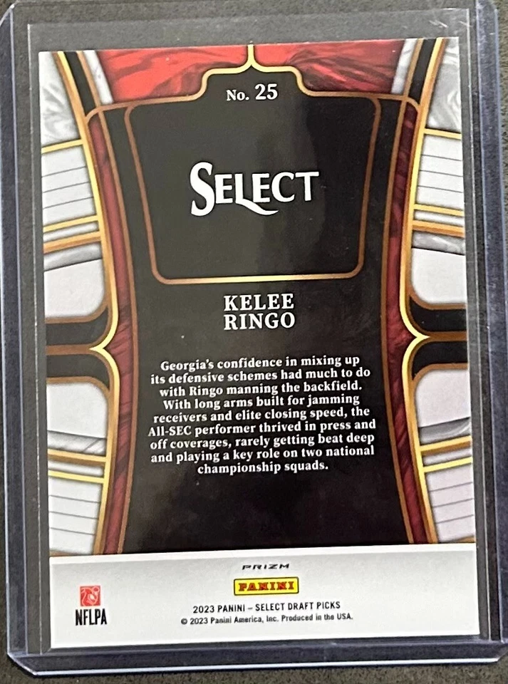 “Kelee Ringo” - 2023 Select Draft Picks #25 Gold Laser Prizm RC-Eagles/Georgia - Image 2 of 2