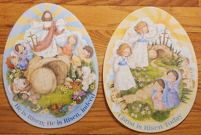 Egg Shaped Children's Easter Puzzles (2) Christ Is Risen NEW Christian Faith
