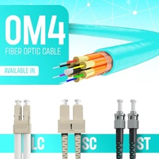 OM4 LC to LC Fiber Optic Patch Cable Multimode Duplex Aqua 50/125 SC ST 1M-15M
