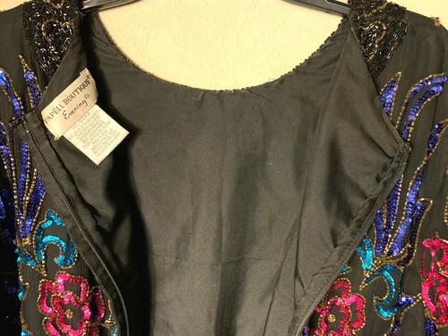 80s Multi-color Sequins Beaded Blouse Size M / L, SILK 100%, Party Disco India - Picture 10 of 17
