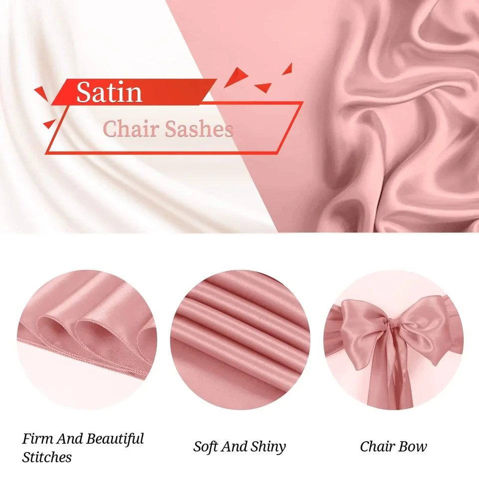 Satin Chair Bow Sashes Wholesale Wedding Chair Knot Ribbon Ties for Party Event - Image 3 of 4