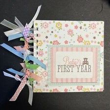 BABY GIRL FIRST YEAR Handmade 6x6 Scrapbook Album - 10 Pgs- Just Add Pictures.