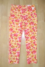 NWT Old Navy Pink Yellow Floral Pixie Skinny Stretch Cotton Taper Ankle Pants 8