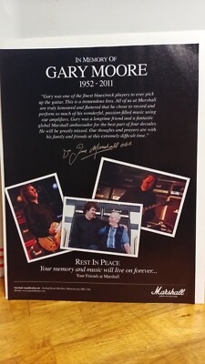 GARY MOORE TRIBUTE MARSHALL GUITAR AMPLIFIFIERS 2011 PRINT AD  11 X 8.5 C3