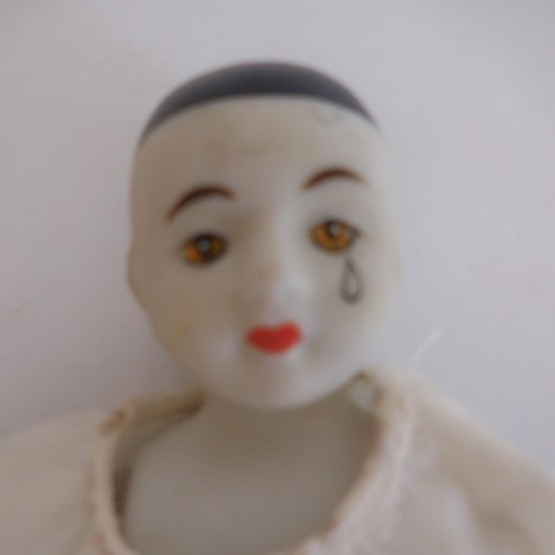 Puppe Babypuppe Künstler Pierrot Handarbeit Hand Keramik Nylon Vintage Xx PN - Bild 2 von 10