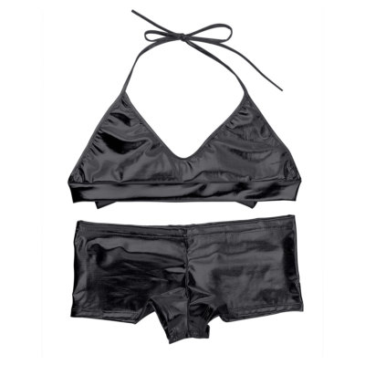 Sexy Women's Metallic Leather Bikini Swimsuit Swimwear Bathing