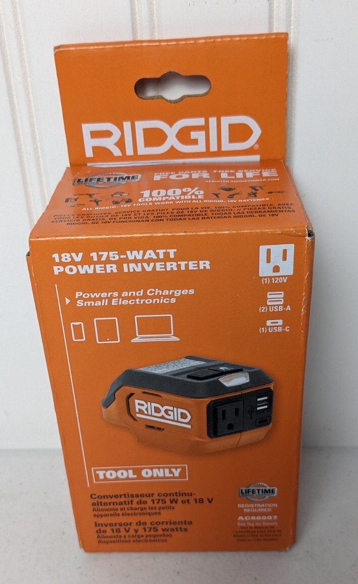 RIDGID AC86097 18V Cordless 175Watt Power Inverter (Tool Only) New