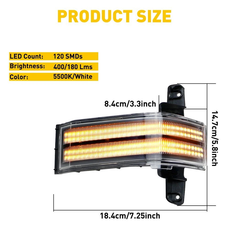 2X Luces LED de espejo retrovisor lateral blanco/ámbar para Chevy Silverado GMC Sierra Foto 3 de 4