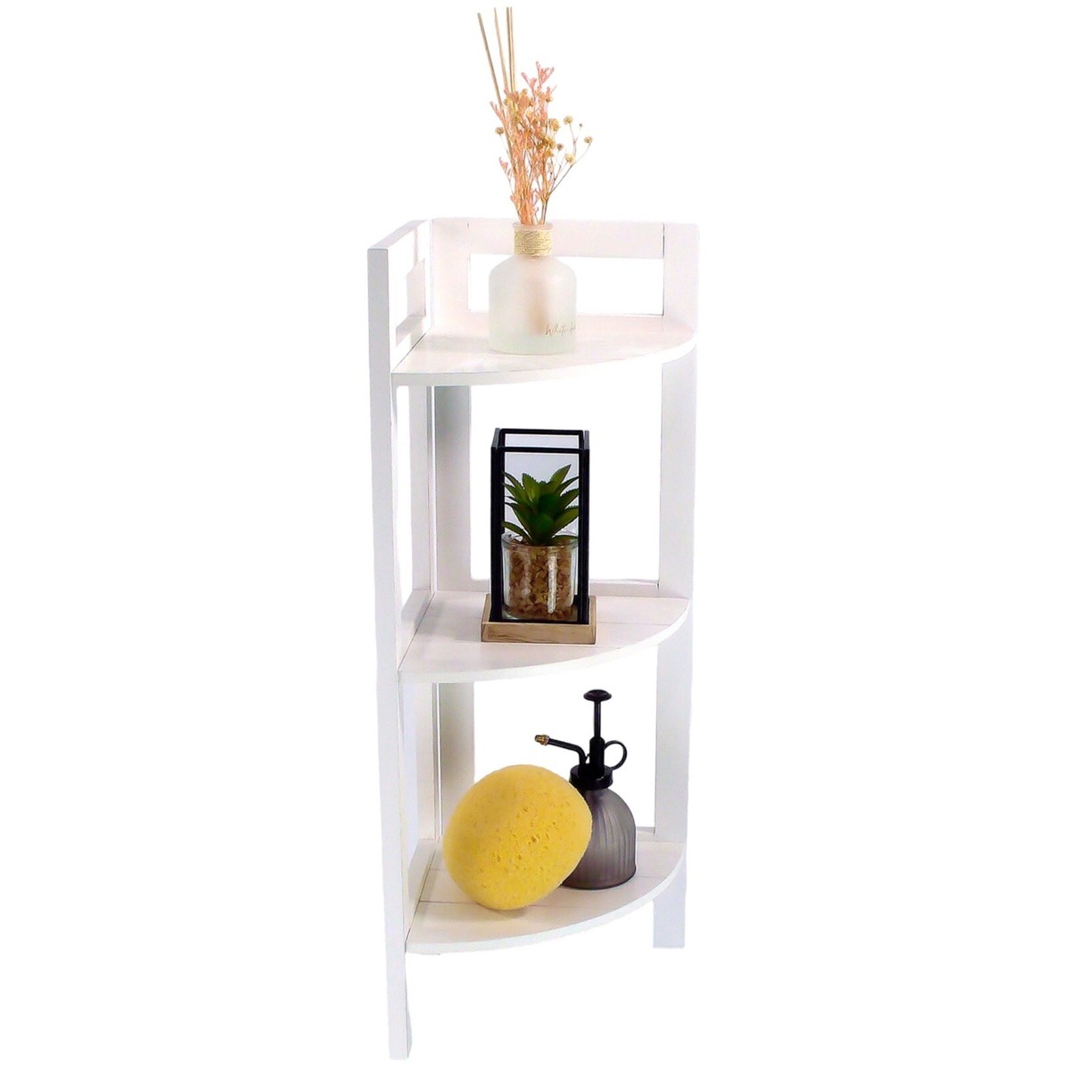 Bathroom Corner Shelf 3 Tier Shelving Rack Unit White Display