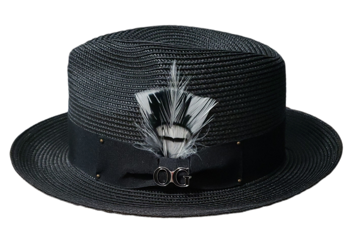 Men Black Summer Lowrider Hat Milan Fedora Pinch Front Snap