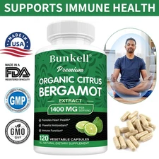 Organic Citrus Bergamot 1400Mg Powerful Antioxidant Heart Supplement 120Capsules