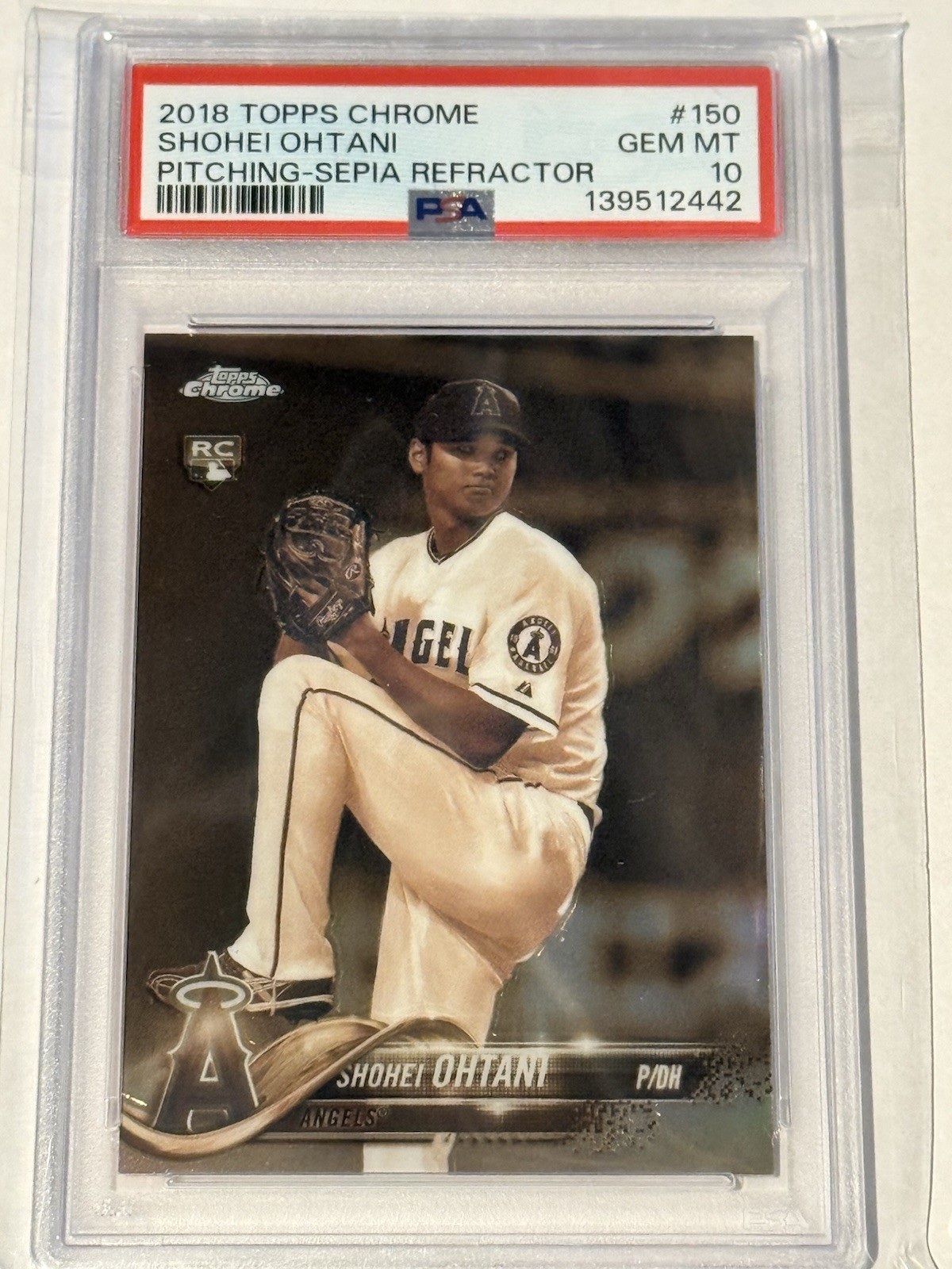 Shohei Ohtani 2018 Topps Chrome #150 Sepia Refractor (Pitching