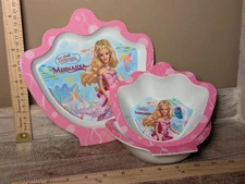 Barbie Mermarina Shell Shaped Plate & Bowls Zak Designs Vintage