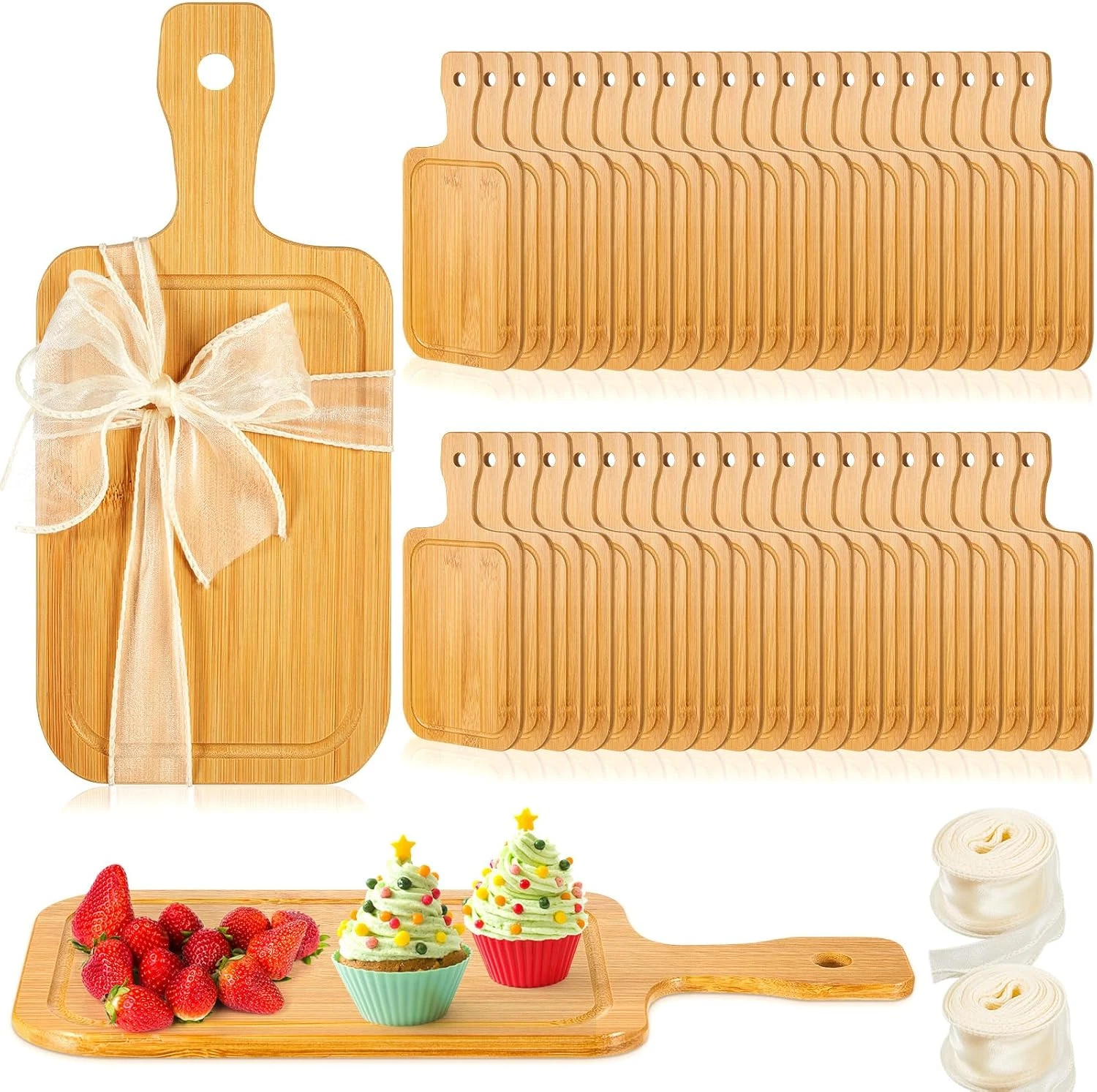 40 Pcs Mini Charcuterie Boards Small Bamboo Cutting Board Bulk for Guests 11" X