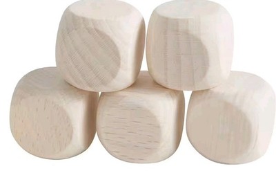 5 Stück Gico Blankowürfel Holzwürfel Natur 30 mm Kantenlänge 