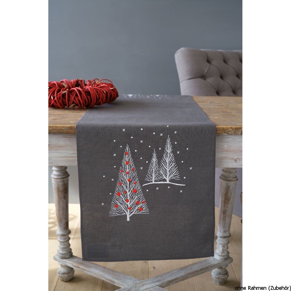 Vervaco Printed Table Runner Christmas Trees, Assorted - Image 4