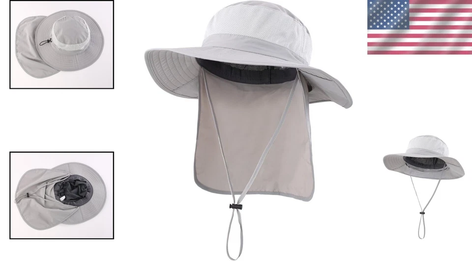 Wide Brim Outdoor Sun Hat with Neck Flap - UPF 50+ Protection for Men & Women - Image 2 of 4