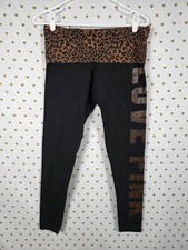 Victorias Secret PINK Cheetah Leopard Skinny FOLDOVER Yoga Pants MEDIUM