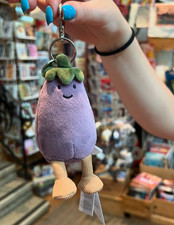 Vivacious Eggplant Jellycat Plush Keychain – Rare Cute Bag Charm - New With Tags