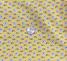 Vintage Feed Flour Sack Opened 43 X 37 1/2. Bright Yellow Background Flowers