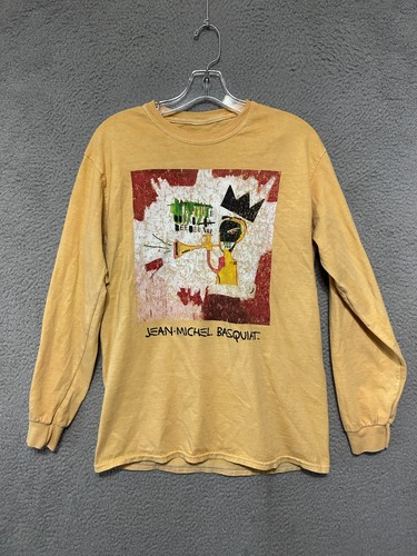 Jean-Michel Basquiat Mens Medium Ripple Long Sleeve T-Shirt Yellow Adult Cotton