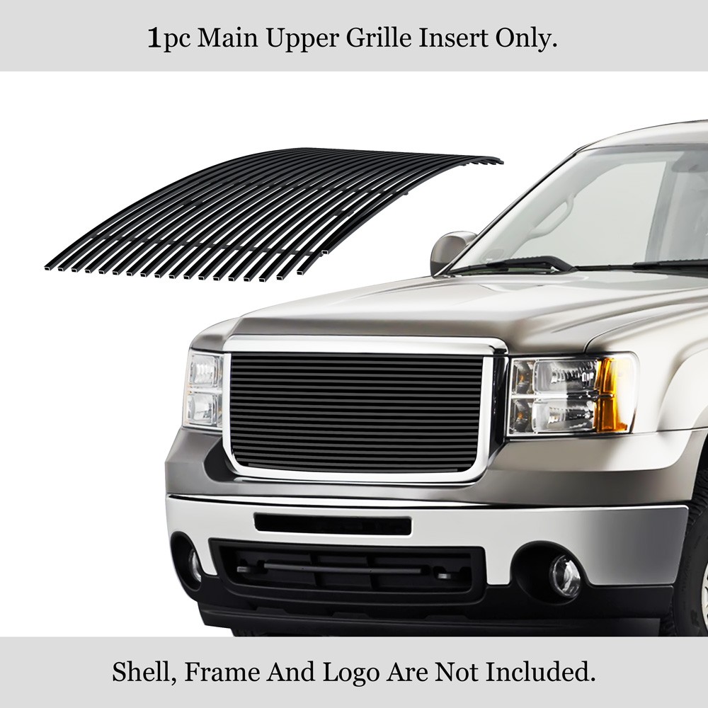 For 2007-2010 GMC Sierra 2500/3500 HD Main Upper Stainless Black Billet Grille